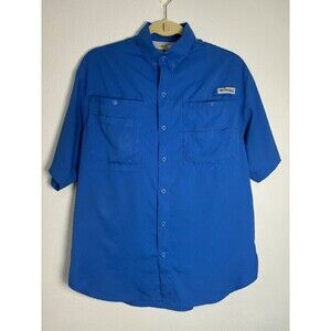 Columbia PFG fishing shirt, snap pockets, blue